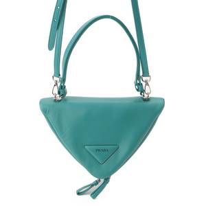 Prada Triangle 2way Nappa Leather PAVONE Turquoise Blue